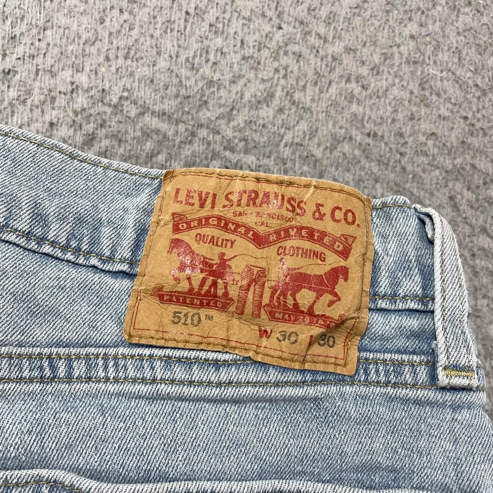 Levis 510 Jeans Mens 30x30 Blue Light Wash Slim Skinny Stretch Denim Pants